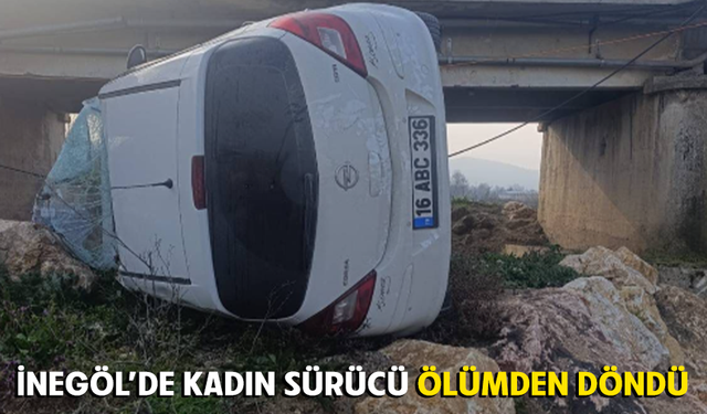 Bursa İnegöl'de kadın sürücü ölümden döndü