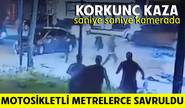 Bursa Nilüfer'de motosikletlinin metrelerce sürüklendiği feci kaza kamerada