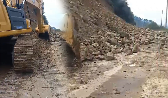 Gemlik-Mudanya yolu heyelan sebebiyle kapandı