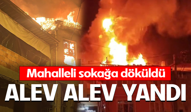 Bursa Osmangazi'de metruk binanın çatı katı alev alev yandı