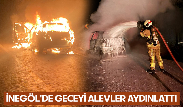 Bursa İnegöl'de geceyi alevler aydınlattı