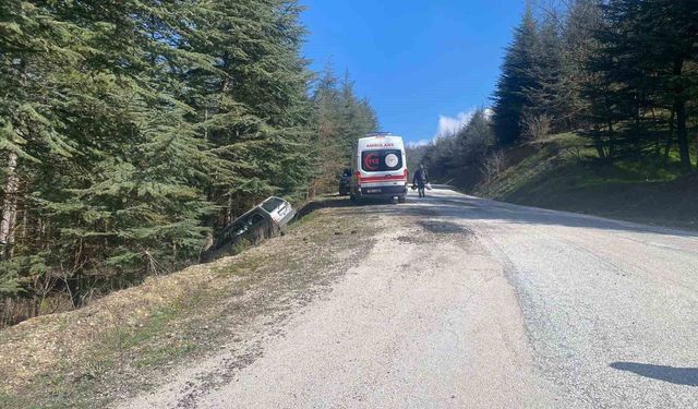 Sürücüsünün direksiyon hâkimiyetini kaybettiği otomobil ormanlık alana savruldu