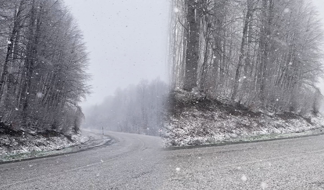 İnegöl-Domaniç yolunda kar sürprizi