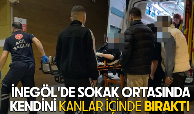 Bursa İnegöl'de sokak ortasında kendini kanlar içinde bıraktı