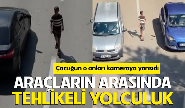 Bursa'da canını hiçe sayarak akan trafikte böyle yürüdü