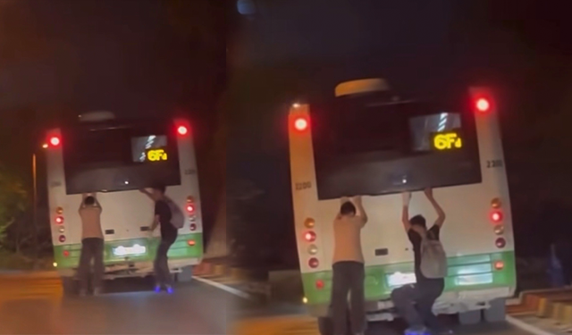 Bursa'da patenli gençlerin tehlikeli yolculuğu kamerada