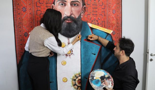 Halıyı tuvale çeviren mühendis çiftin eserleri hayran bırakıyor