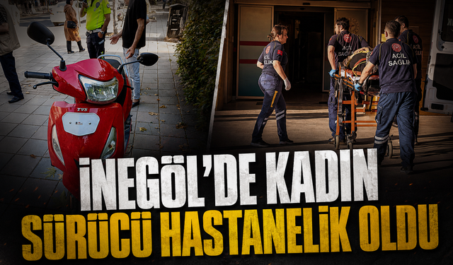 Bursa İnegöl'de motosikleti devrilen kadın sürücü hastanelik oldu