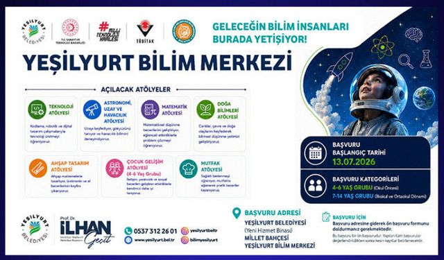 Yeşilyurt Bilim Merkezi başvuruları 13 Temmuz’da başlıyor
