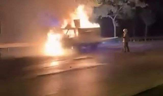 Bursa Kestel'de kamyonet alevlere teslim oldu