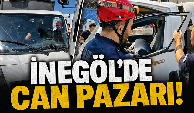 Bursa İnegöl'de kamyonet ile kamyon kafa kafaya çarpıştı!