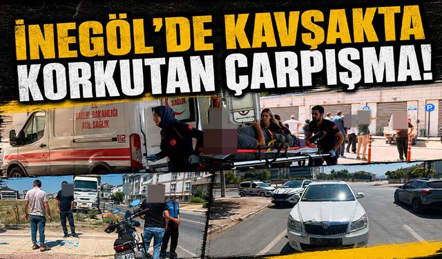 Bursa İnegöl'de kavşakta korkutan çarpışma!