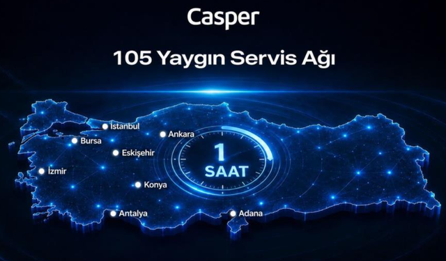 Casper 105 servis noktasıyla Türkiye genelinde hizmet veriyor