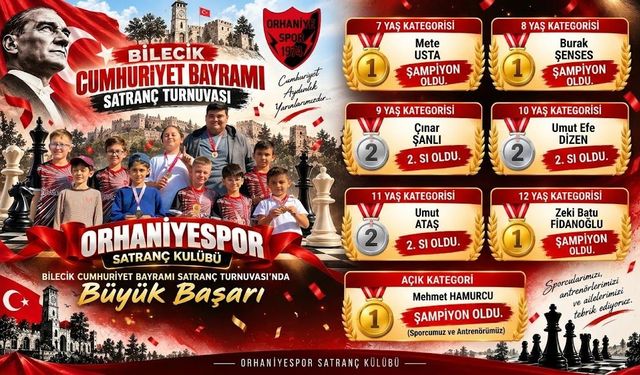 Orhaniyespor Satranç Kulübü'nden Bilecik'te büyük başarı: 4 şampiyonluk, 3 ikincilik!