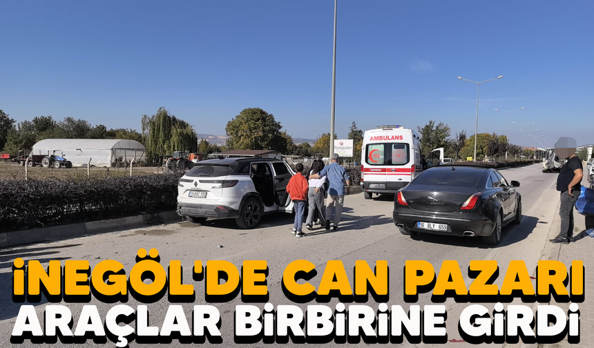 İnegöl'de can pazarı; araçlar birbirine girdi