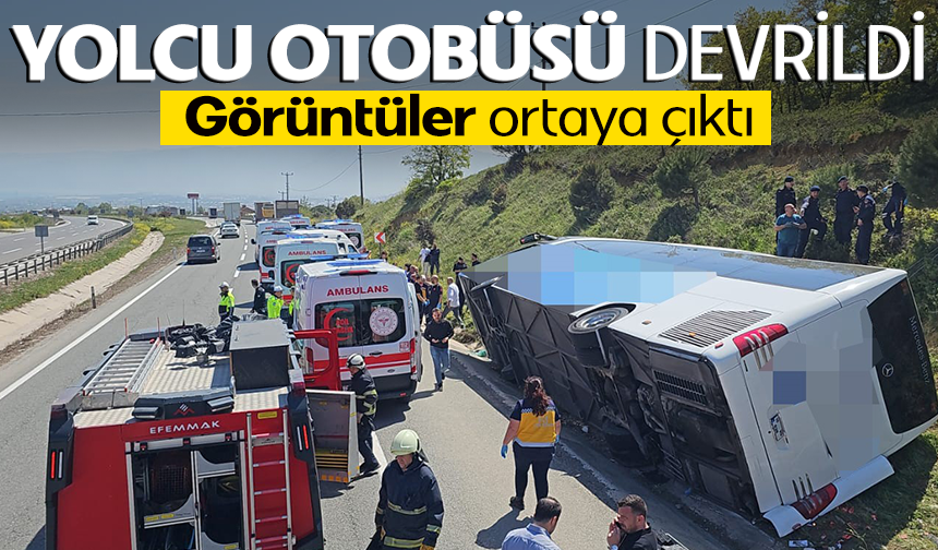 Bursa yolundaki kaza: Otobüs düz yolda giderken devrildi