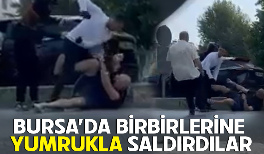 Bursa'da yol verme kavgası kamerada