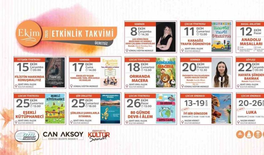 Esenyurt Belediyesi’nden ekim ayına özel dolu dolu kültür ve sanat takvimi