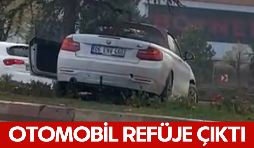 Otomobil refüje çıktı