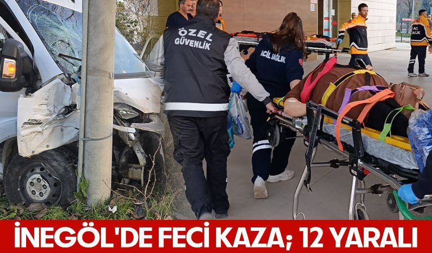 İnegöl'de feci kaza; 12 yaralı