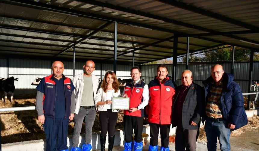 Biga’da kaliteli hayvansal üretim yapan üreticiye Ari İşletme Belgesi