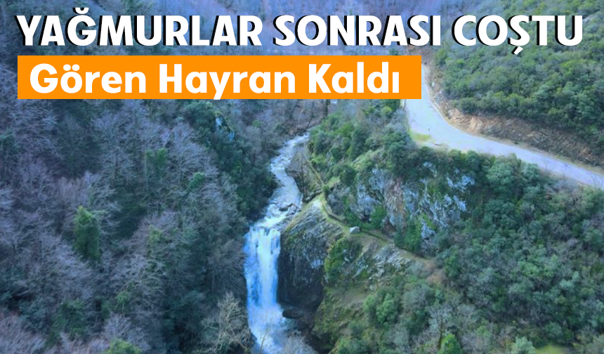 Bursa Gemlik'te yağmurlar, Sudüşen Şelalesi'ne hayat verdi