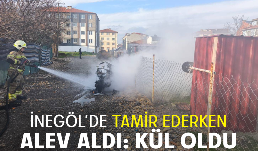 Bursa İnegöl'de tamir ederken alev aldı