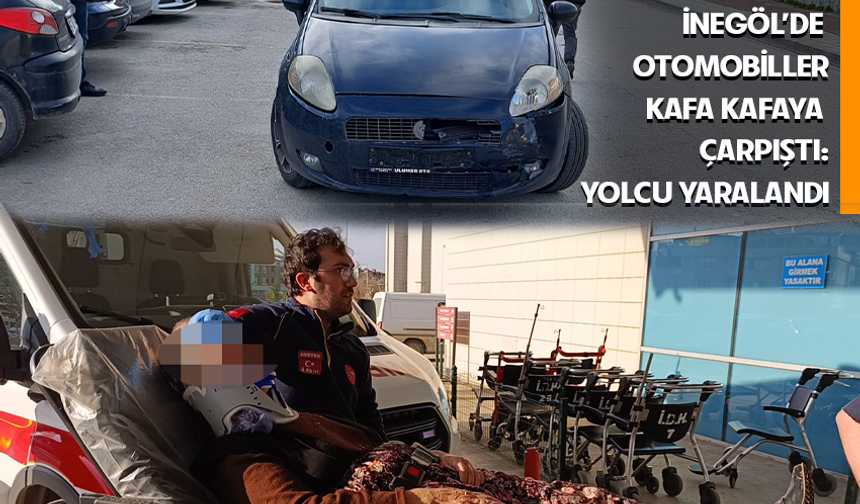 Bursa İnegöl'de otomobiller kafa kafaya çarpıştı; yolcu yaralandı