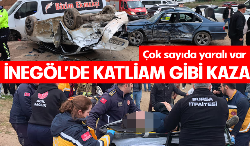 İnegöl'de 2 otomobil çarpıştı! Çok sayıda yaralı var