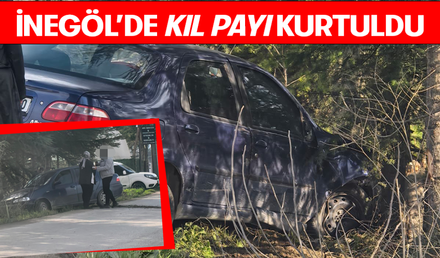 Bursa İnegöl'de otomobil ağaca çarptı