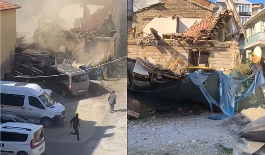 Bursa Gemlik'te metruk bina çöktü