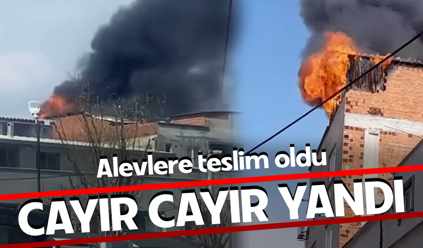 Bursa Yıldırım'da çatı katı alevlere teslim oldu