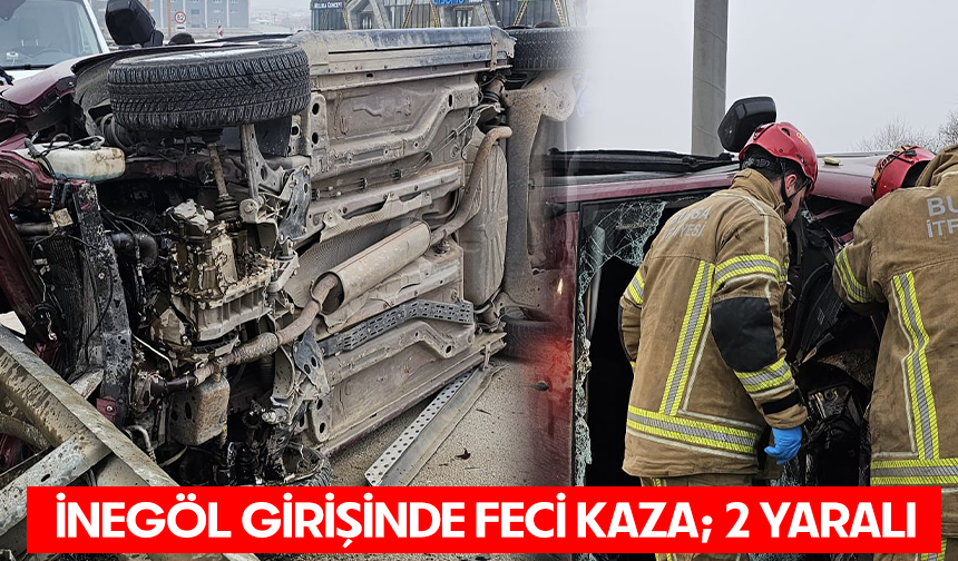 İnegöl girişinde feci kaza; 2 yaralı