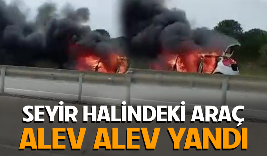 Bursa Karacabey'de seyir halindeki otomobil alev aldı