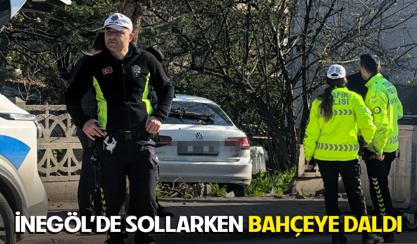 Bursa İnegöl'de sollarken bahçeye daldı