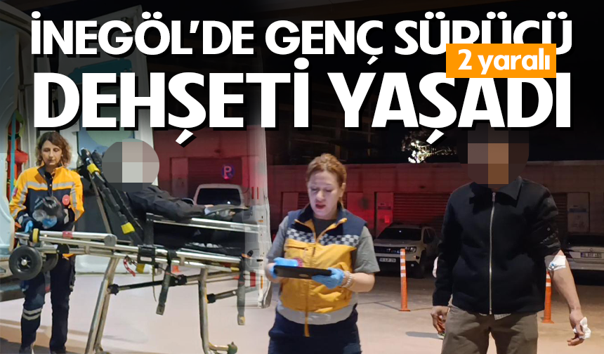 Bursa İnegöl'de otomobil direğe çarptı: 2 yaralı