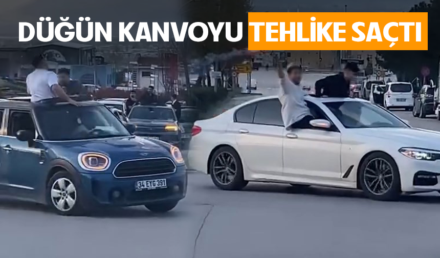 Bursa Yıldırım'da düğün konvoyu tehlike saçtı