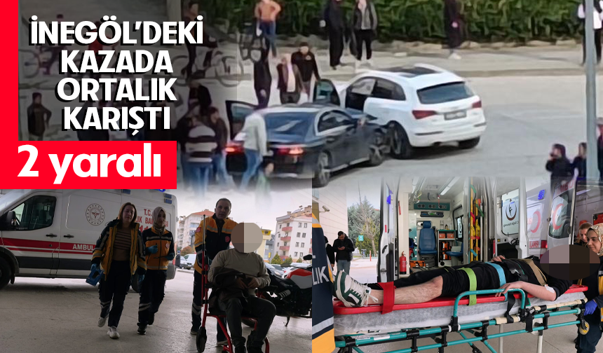 Bursa İnegöl'de 2 otomobil çarpıştı