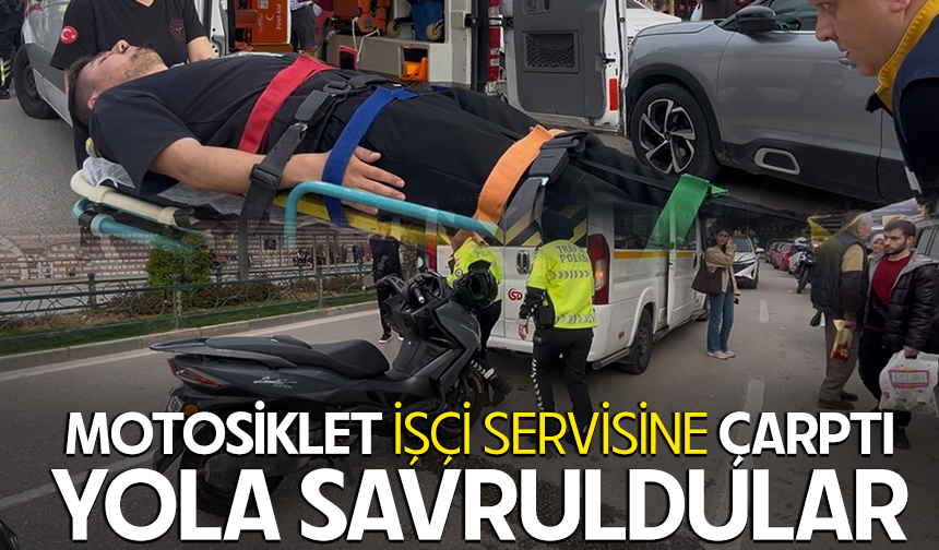 Bursa Osmangazi’de işçi servisine motosiklet çarptı: 2 yaralı