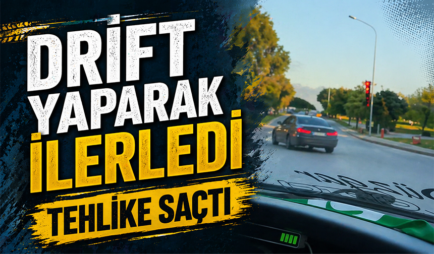Bursa'da otomobil böyle drift attı