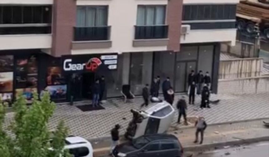 Bursa Yıldırım'da kontrolden çıkan otomobil takla attı