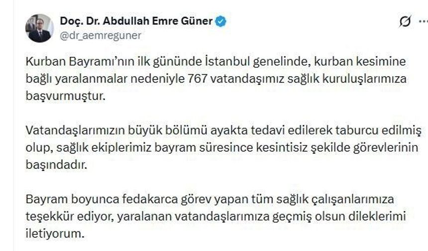 İstanbul'da bayramın ilk günü 767 kişi kurban keserken yaralandı