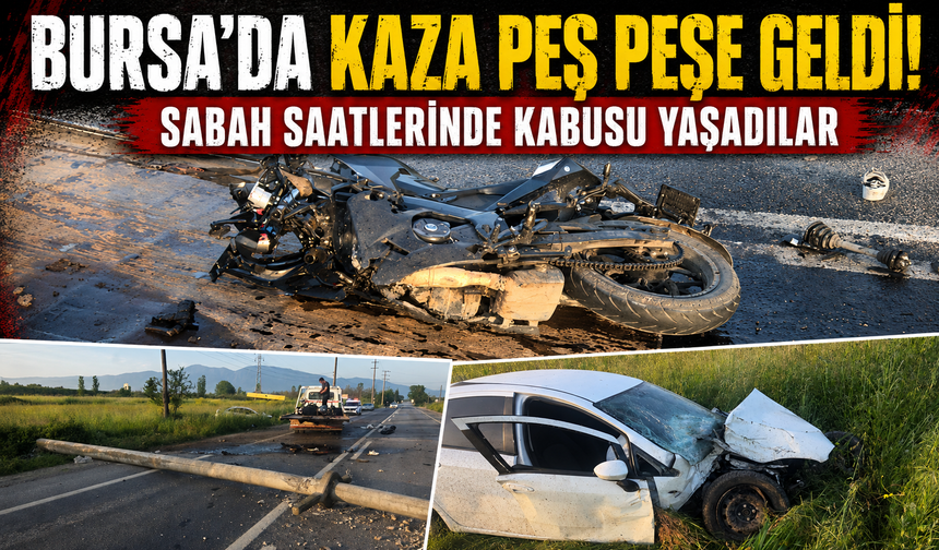 Bursa Orhangazi'de otomobilin devirdiği elektrik direğine motosiklet çarptı
