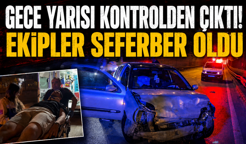 Bursa Yıldırım'da kontrolden çıkan otomobil bariyere çarptı, sürücü yaralandı