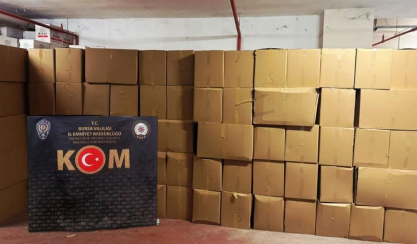 Bursa’da 3 milyon 105 bin adet dolu makaron ele geçirildi