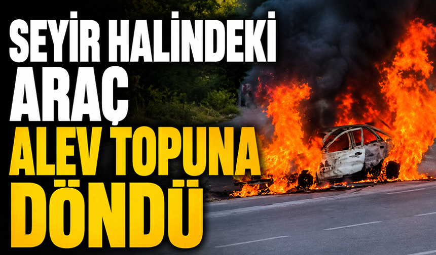 Bursa'da seyir halindeki araç alevlere teslim oldu