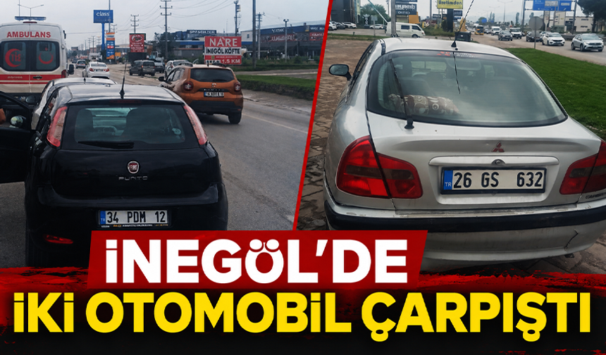 Bursa İnegöl'de 2 otomobil çarpıştı