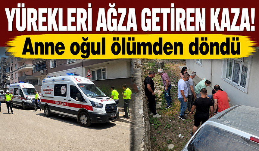 Bursa Orhangazi'de otomobil apartman bahçesine uçtu!