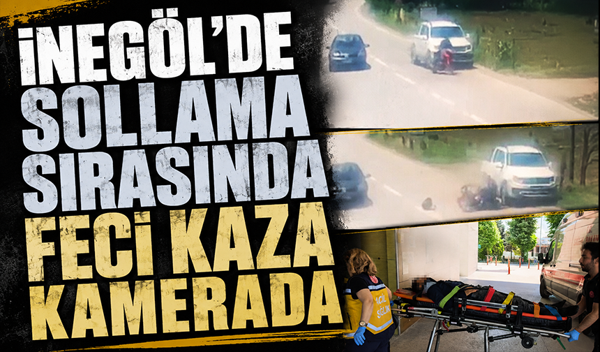 Bursa İnegöl'de sollama sırasında feci kaza kamerada