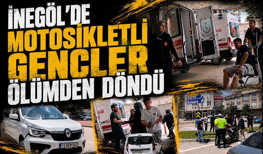 Bursa İnegöl'de motosikletli gençler ölümden döndü